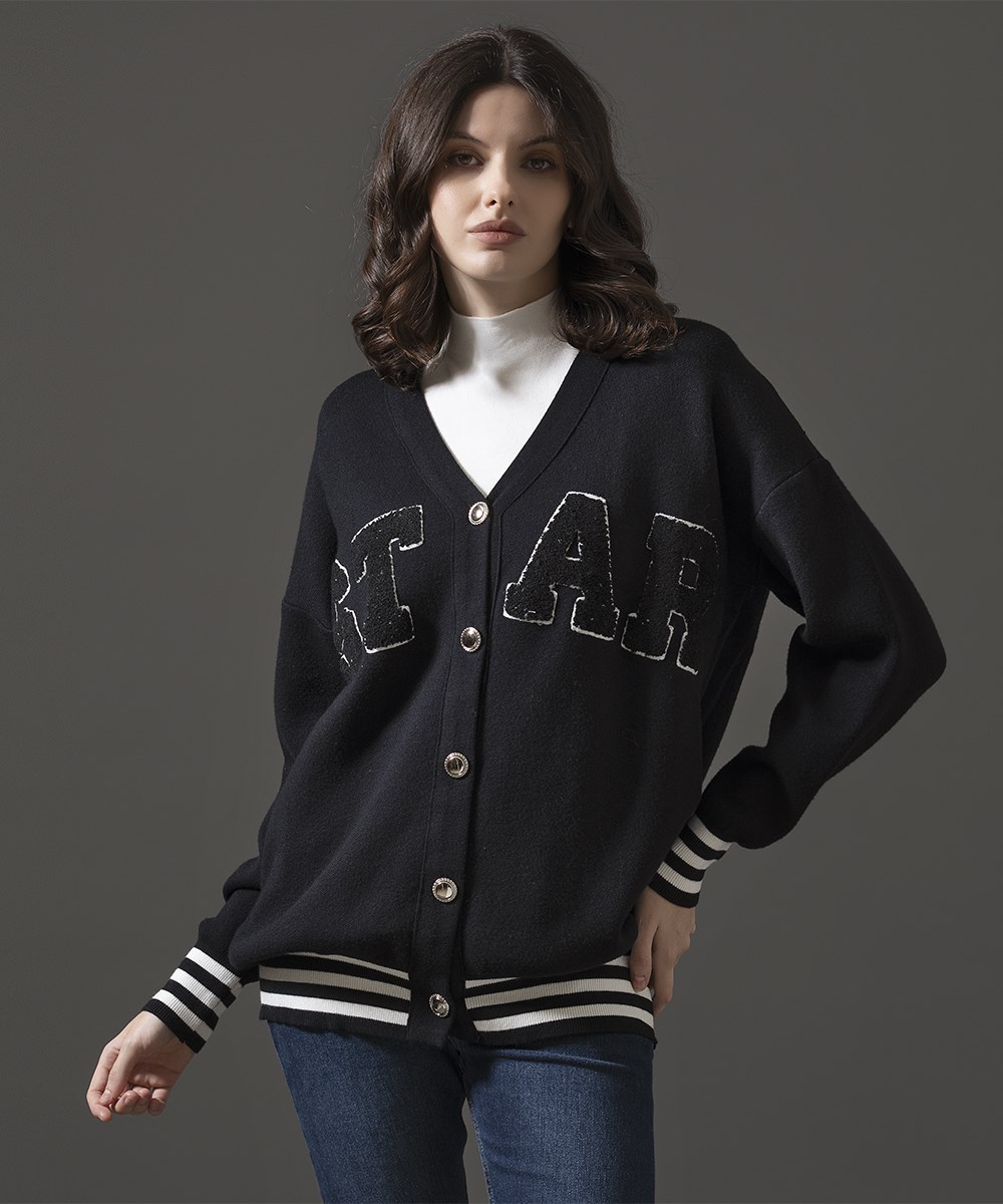 Black Knit Cardigan Style Id: 2327008